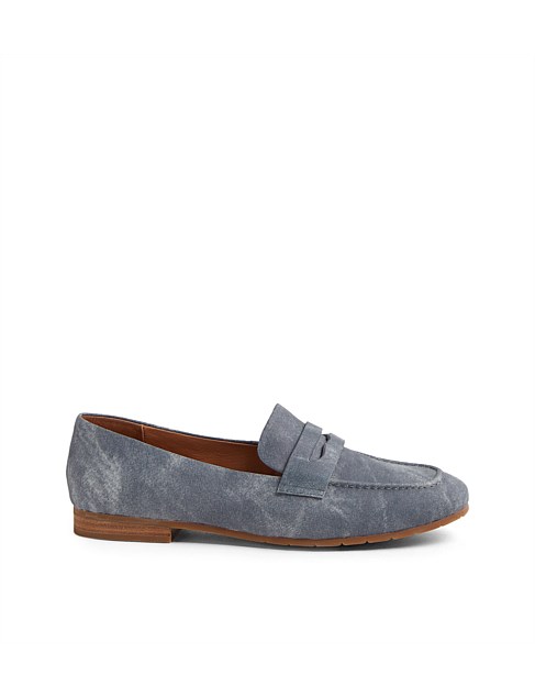 Melika Washed Denim Leather Loafers