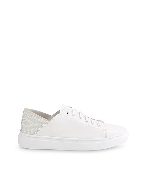 Oskeen White Silver Leather Jewels Sneakers