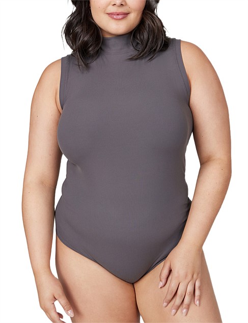 Suit Yourself Ribbed Mock Neck Bodysuit