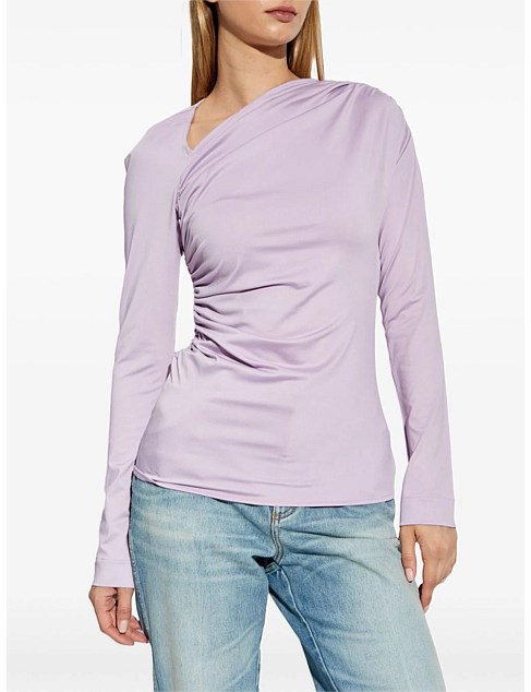 ASYMMETRIC DRAPED JERSEY TOP