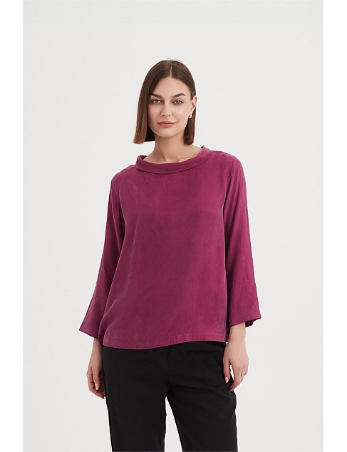 Bell Sleeve Mock Neck Top