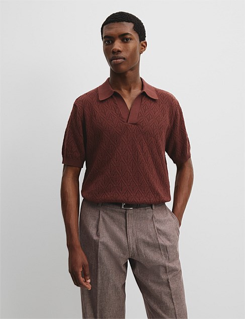 Australian Cotton Oversized Pattern Knit Polo