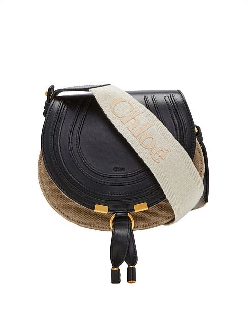 MARCIE SMALL SADDLE BAG - LINEN & CALFSKIN