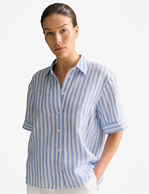 Linen Bengal Stripe Short Sleeve Shirt