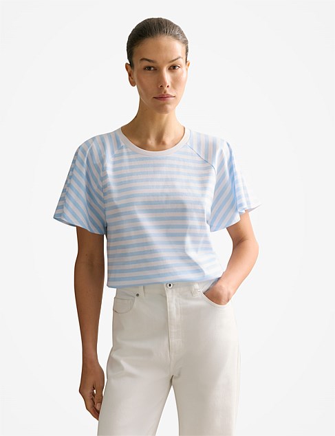 Cotton Interlock Stripe Raglan T-shirt