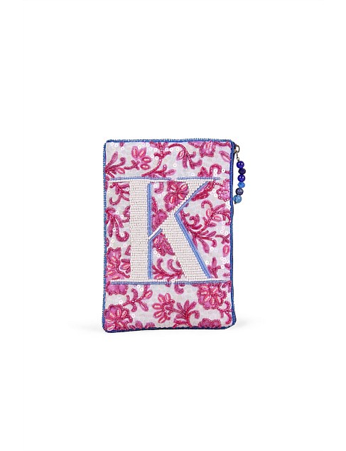 K MONOGRAM COSMETIC BAG