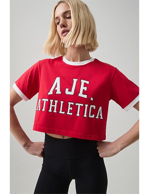 Cropped Contrast Logo Tshirt