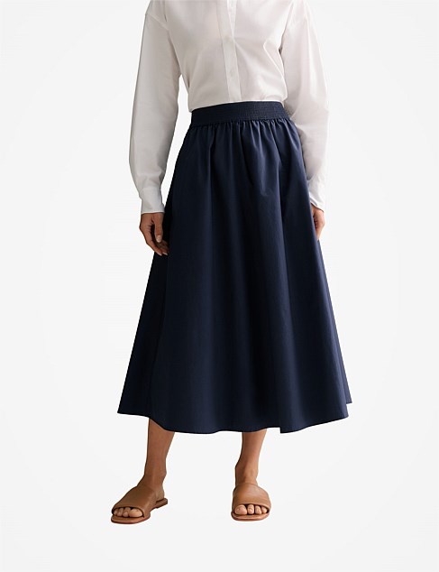 Cotton Poplin Pull On Skirt