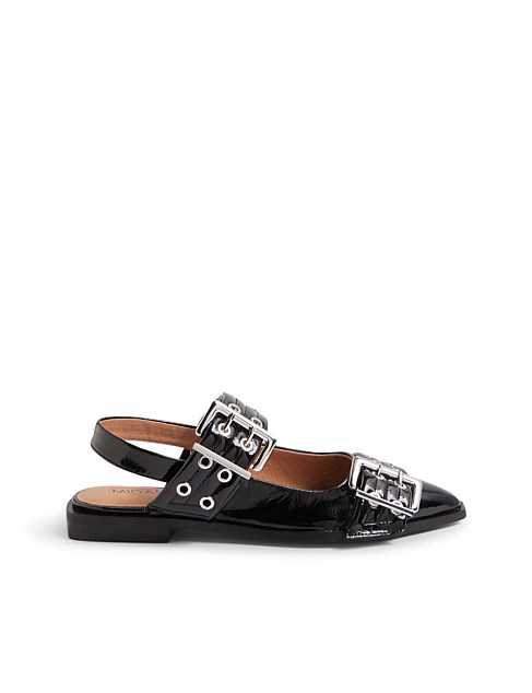 Lanny Black Patent Leather Flat Shoes