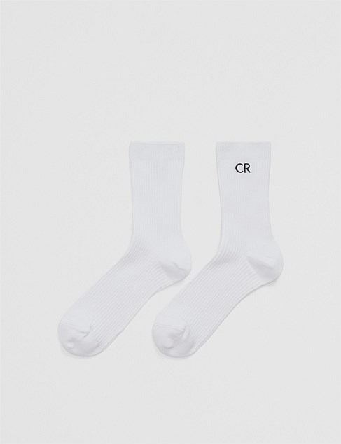 Australian Cotton Blend CR Logo Rib Three-Quarter Crew Sock