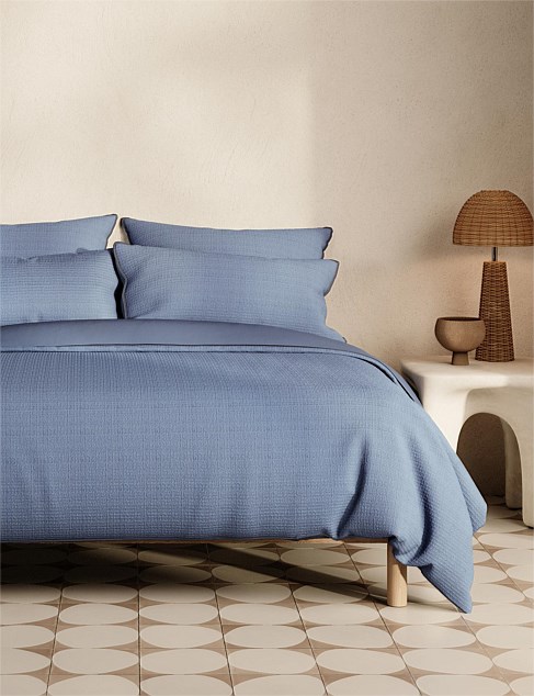 KIRO QUILT COVER & SHEET BEDDING SET SUPER KING IN BLUE GLOW