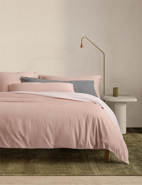 MARLO QUILT COVER SET QUEEN IN PEACH SAND