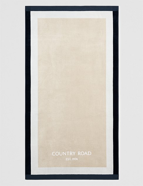 Verified Australian Cotton CR Est. 1974 Border Beach Towel