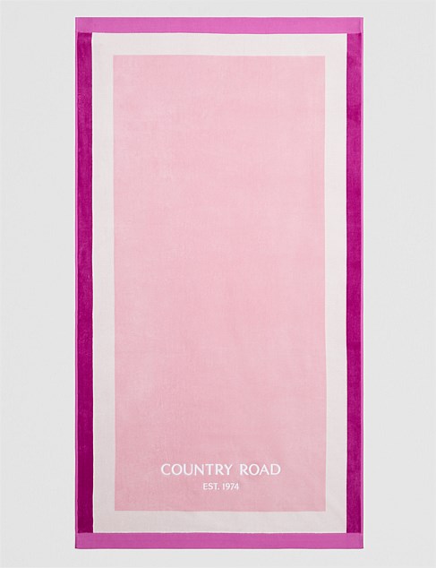 Verified Australian Cotton CR Est. 1974 Border Beach Towel