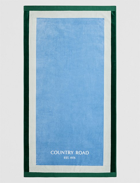 Verified Australian Cotton CR Est. 1974 Border Beach Towel