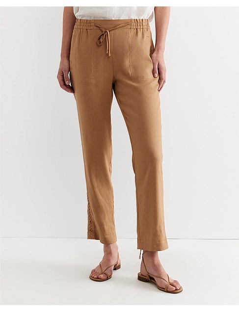 ROSA LACE TRIM LINEN PANT