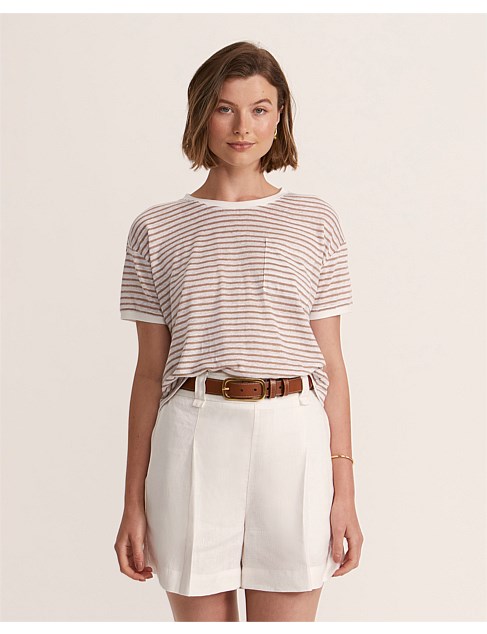 MADISON LINEN STRIPED TEE