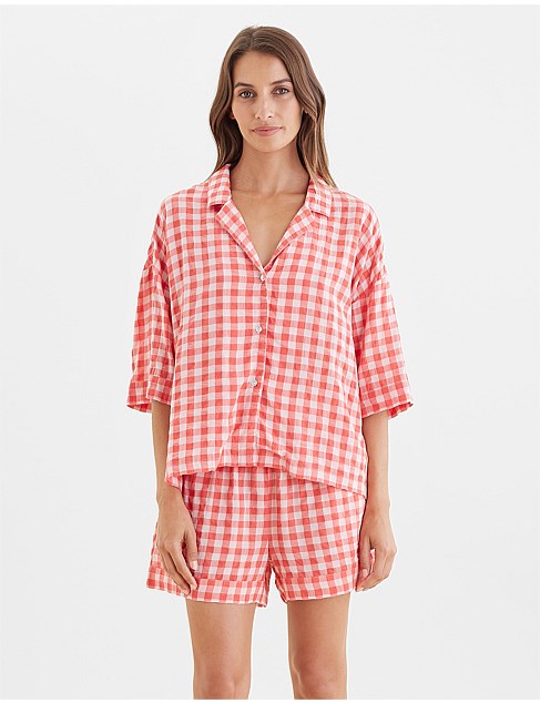 Seersucker Gingham Boxer PJ Set