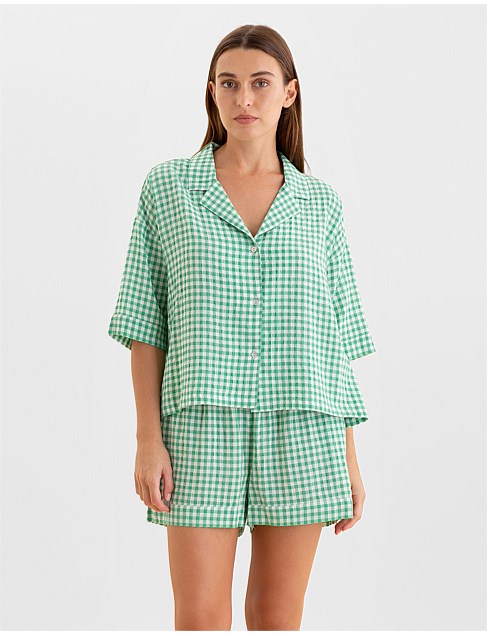 Seersucker Gingham Boxer PJ Set