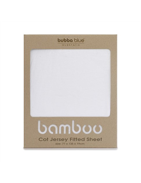 BAMBOO WHITE JERSEY COT FITTED SHEET