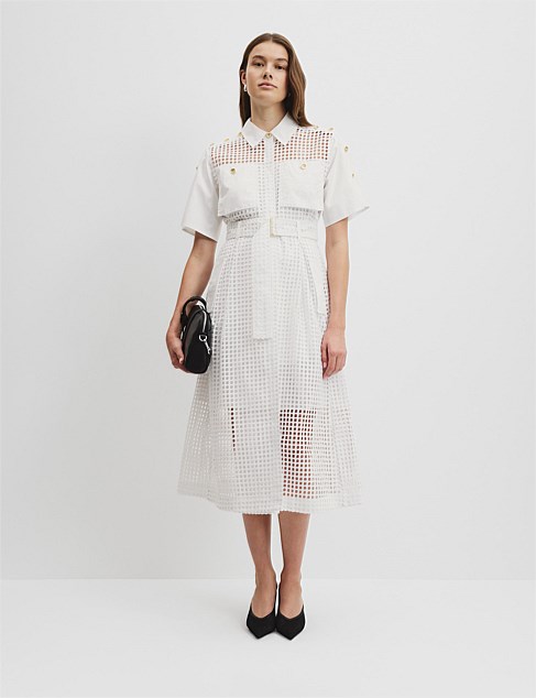 Utility Mesh Midi Dress