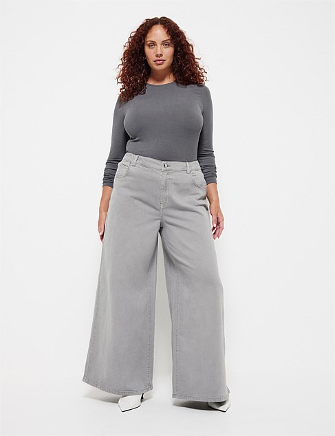 ELASTICATED WIDE LEG JEAN