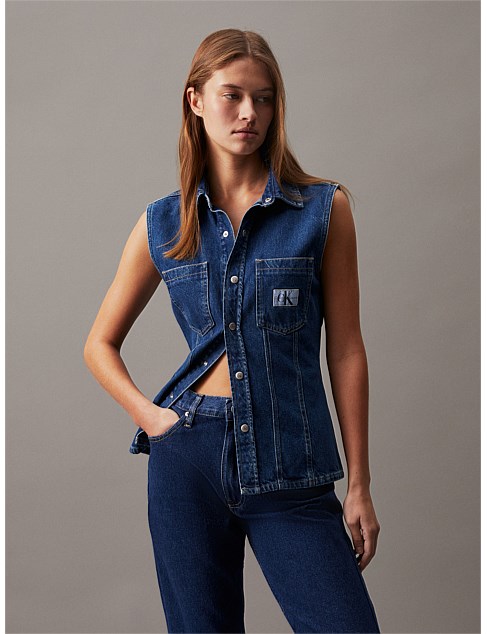 Sleeveless Lean Denim Shirt