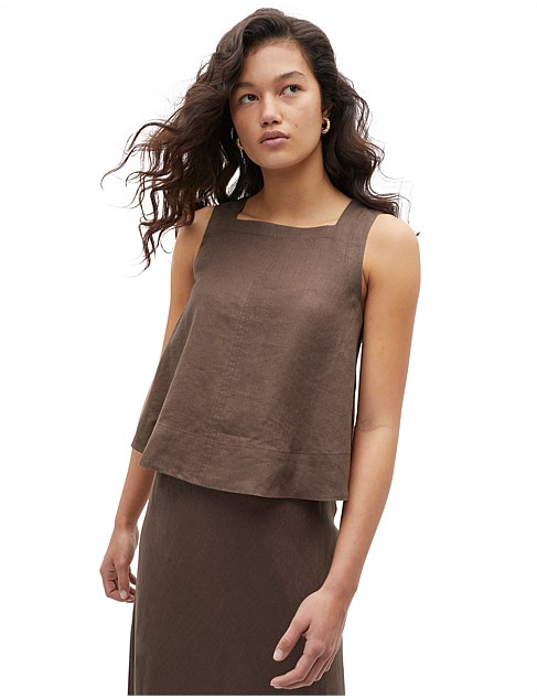 LINEN SQUARE NECK TOP