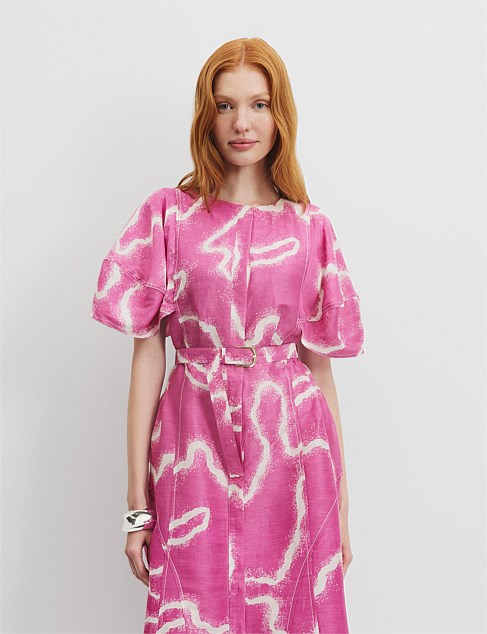 Print Organza Midi Dress