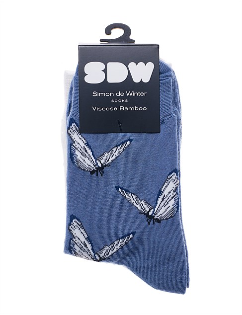 2 Pack Bamboo Patterned 3/4 Crew Socks