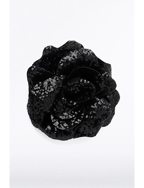 BLACK SEQUIN FIORE BROOCH