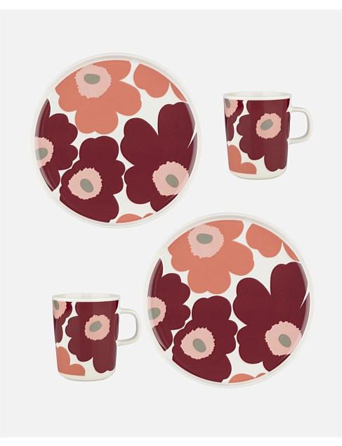 Oiva / Unikko Mug Set of 2 and Plate Set of 2 set