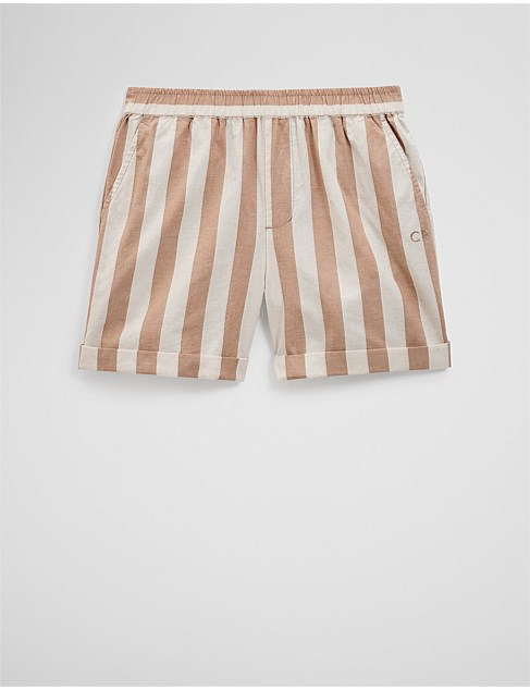 Organically Grown Cotton Blend Stripe Pull-On Short