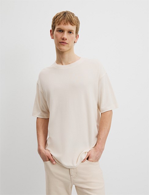 Relaxed Fit Organically Grown Cotton Blend Textured T-Shirt