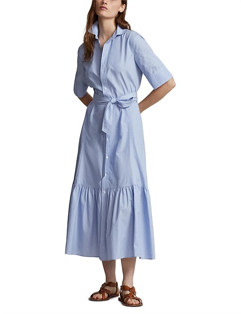 TIERED COTTON SHIRTDRESS