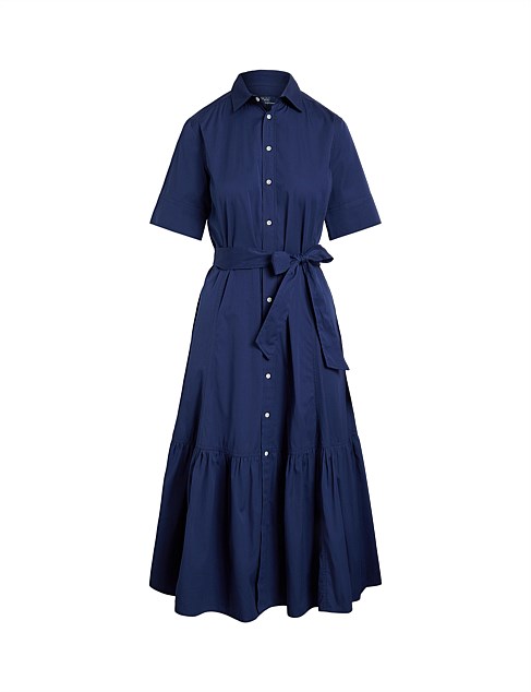 TIERED COTTON SHIRTDRESS