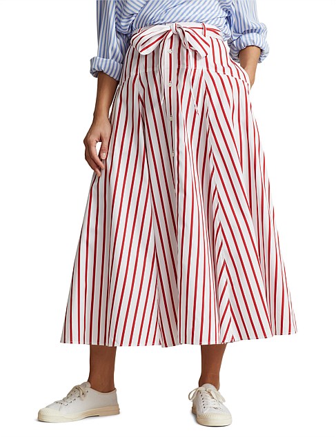 STRIPED COTTON A-LINE SKIRT