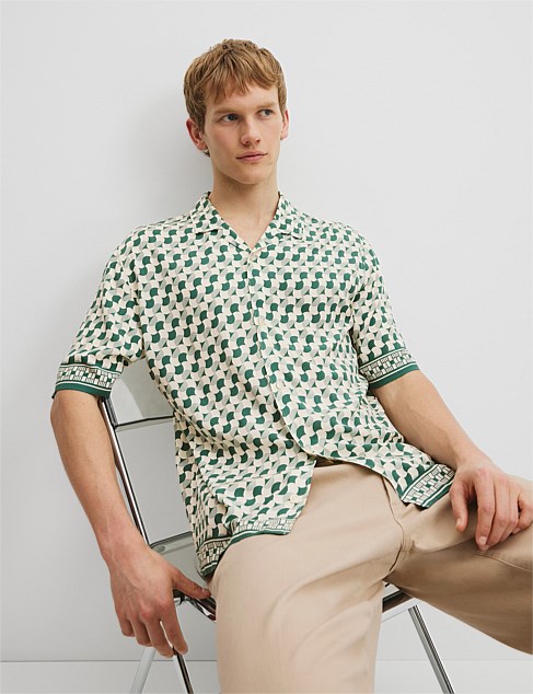 Short Sleeve Printed Viscose Shirt