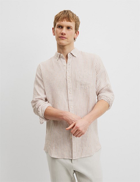 Regular Fit Organically Grown Linen Stripe Shirt