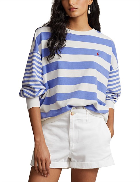 STRIPED ORGANIC COTTON TERRY SWEATSHIRT