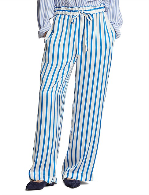 STRIPED SILK WIDE-LEG PANT