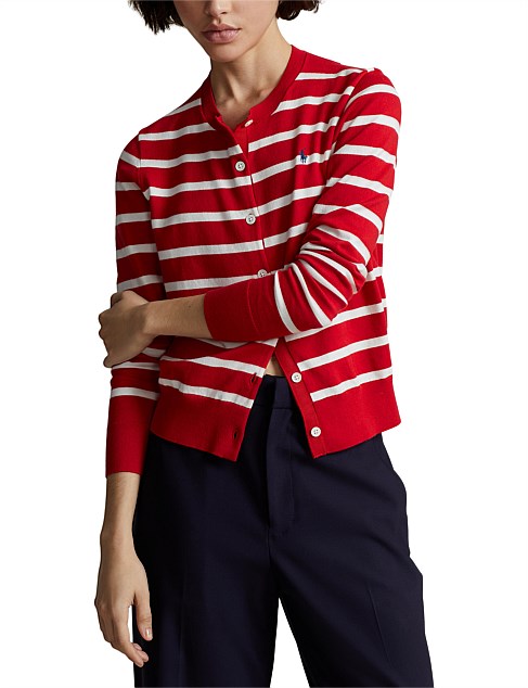 STRIPED COTTON-BLEND CARDIGAN