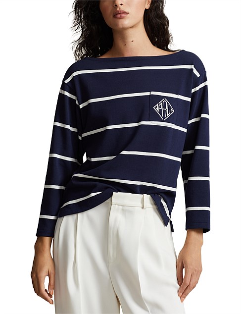 MONOGRAM-LOGO STRIPED JERSEY TEE