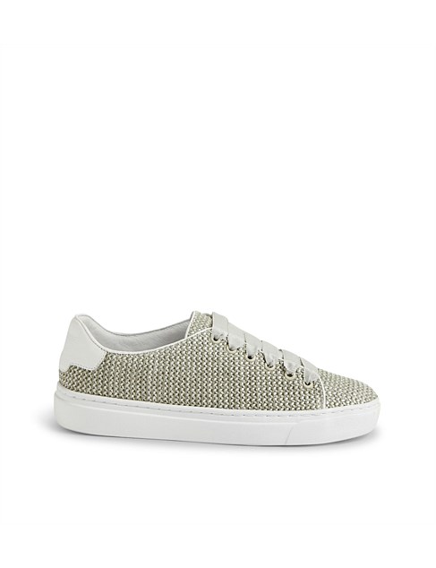 Osummer Seafoam White Woven Leather Sneakers