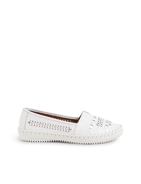 Wandies White Silver Leather Loafers