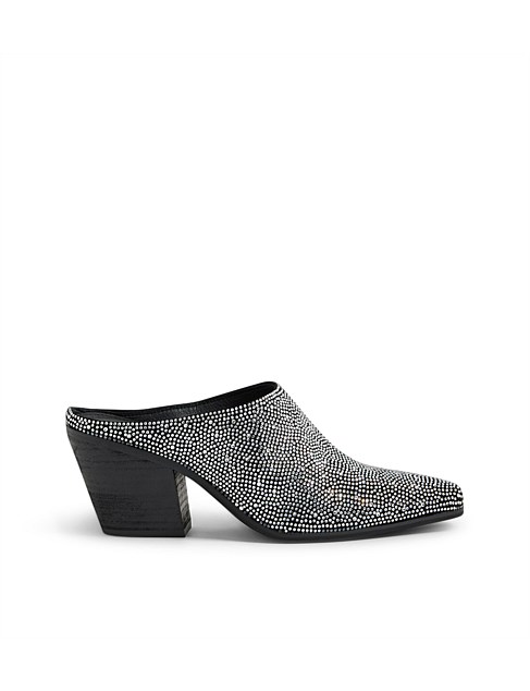 Utopian Black Silver Suede Jewels Heels