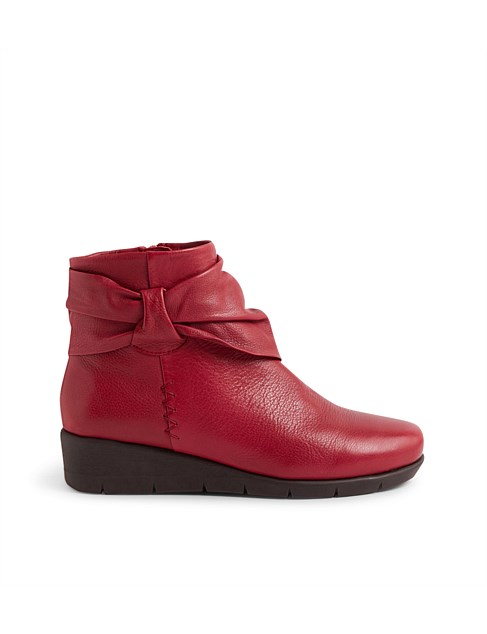 Monet Cherry Leather Ankle Boots