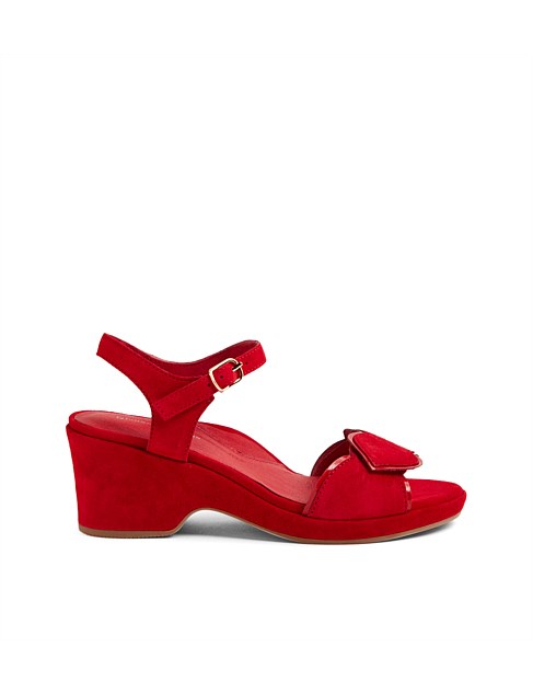 Nisha Red Suede Patent Sandals