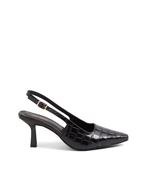 Maya Black Croc Leather Heels