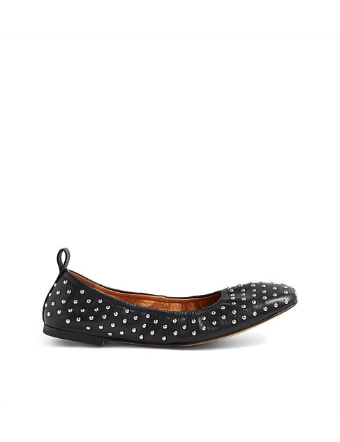 Narn Black Leather Ballet Flats